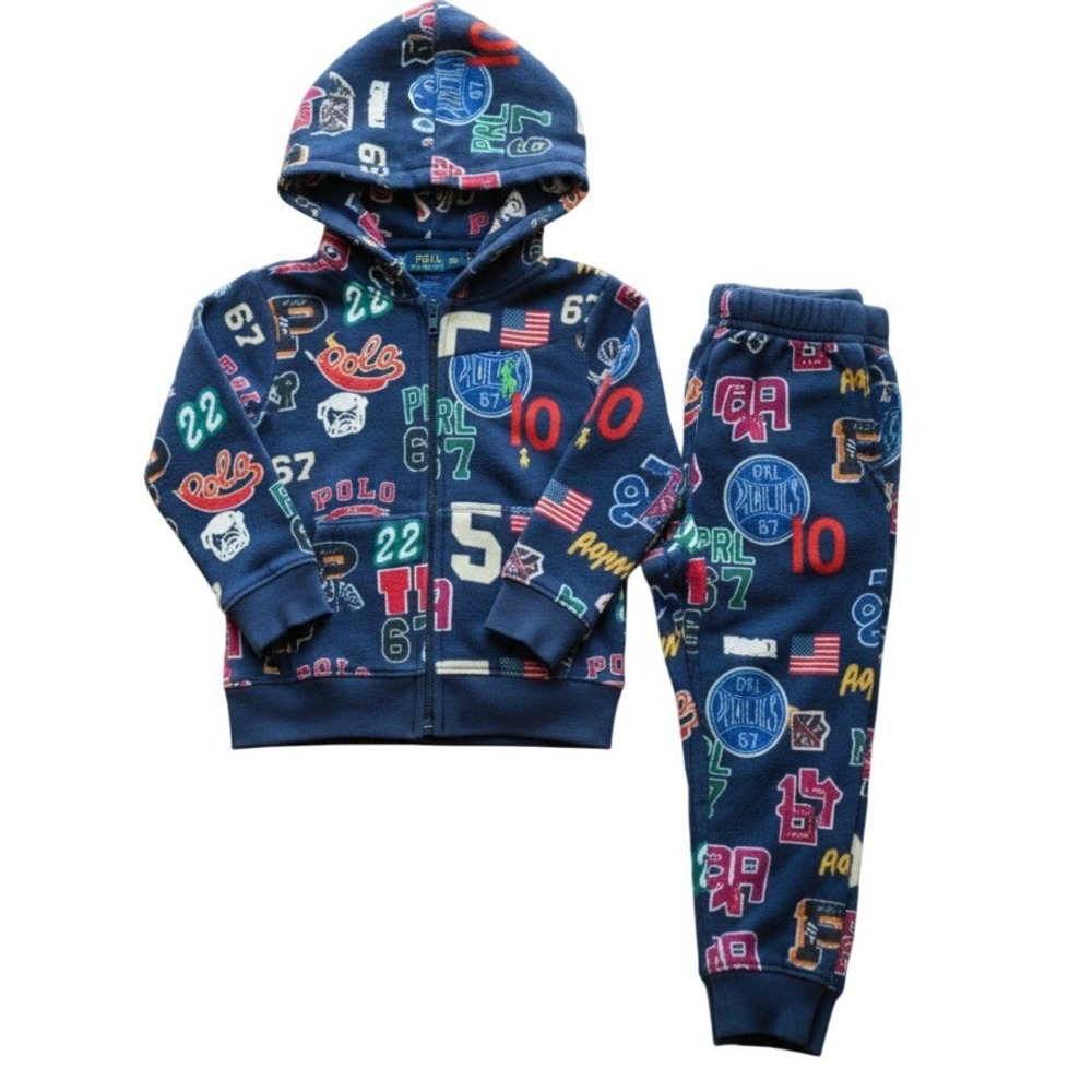 Polo Ralph Lauren Toddler Boys Navy Varsity Multi-Logo Hoodie & Jogger Set 5T